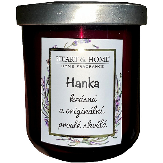 Heart & Home Słodkie ciasto z sojowym woskiem zapachowa świeczka z imieniem Hanka 110 g