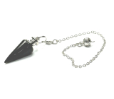Obsidian wahadło naturalny kamień 3,5 cm + łańcuszek z kulką 18 cm, kamień ochrony