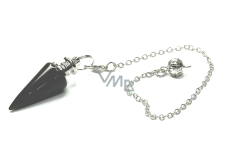 Obsidian wahadło naturalny kamień 3,5 cm + łańcuszek z kulką 18 cm, kamień ochrony