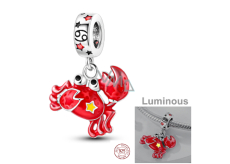 Charm Srebrne 925 Luminozne - Znak zodiaku Rak, zawieszka na bransoletkę
