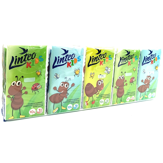 Linteo Kids Mrowka mini chusteczki papierowe 3 warstwowe 10 x 10 szt