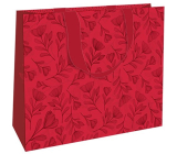 Niekupiony Papierowy worek z uchwytem 30 x 23 x 12 cm czerwone kwiaty