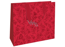 Niekupiony Papierowy worek z uchwytem 30 x 23 x 12 cm czerwone kwiaty