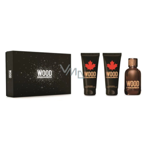 Dsquared2 Wood pour Homme woda toaletna 100 ml + balsam po goleniu 100 ml + żel pod prysznic 100 ml, zestaw prezentowy dla mężczyzn