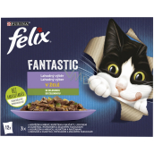 Felix Fantastic kapsičky pro kočky v želé losos a cuketa, hovězí a mrkev, kuřecí a rajčata a pstruh a zelené fazolky 12 x 85 g