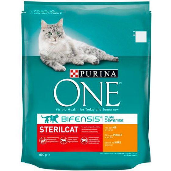 Purina One Sterilcat granule dla kotów z kurczakiem i pszenicą, 800 g