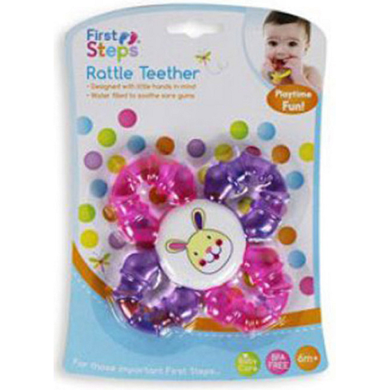 First Steps Rattle Teether kousátko s chrastítkem Zajíc