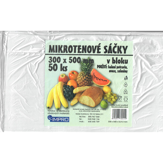 Impro Woreczki mikroténowe w bloku 12my 300 x 500 mm 50 sztuk