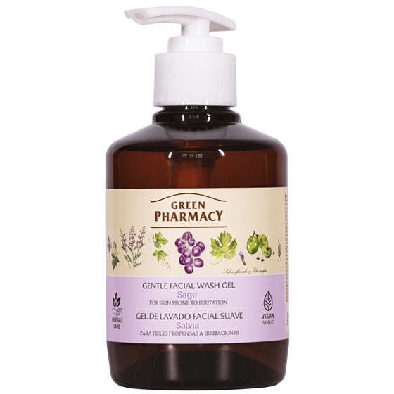 Green Pharmacy Szałwia delikatny żel oczyszczający do twarzy dla skóry skłonnej do podrażnień 270 ml