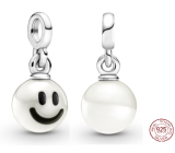 Zawieszka ze srebra próby 925 Uśmiechnięta buźka - Mini medalion, zawieszka do bransoletki symbol