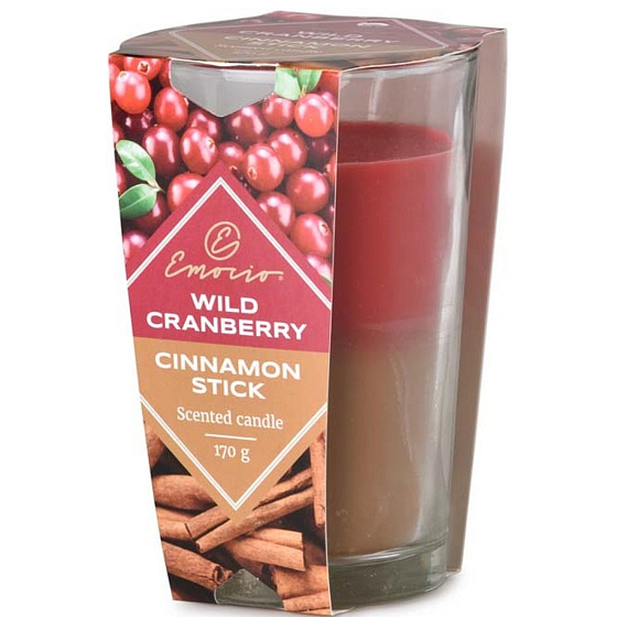 Emocio Wild Cranberry & Cinnamon Stick - Dzika żurawina i cynamon dwukolorowa świeca zapachowa szkło 76 x 118 mm 170 g