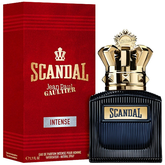 Jean Paul Gaultier Scandal Intense Pour Homme – parfémovaná voda pro muže, flakon 50 ml s elegantním designem.