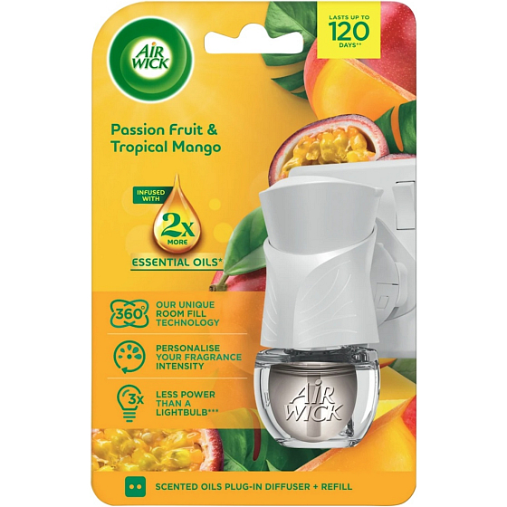 Air Wick elektrický osvěžovač vzduchu strojek + náplň Marakuja i tropické mango, 1+19 ml