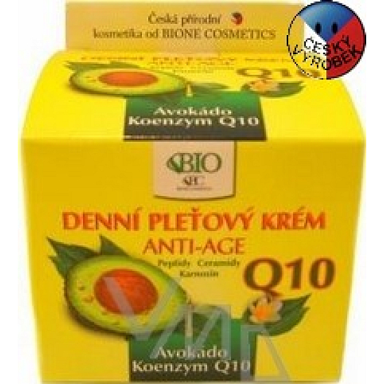 Bione Cosmetics Avokádo & Q10 Anti-Age denní pleťový krém pro normální, zralou a citlivou pleť 50 ml