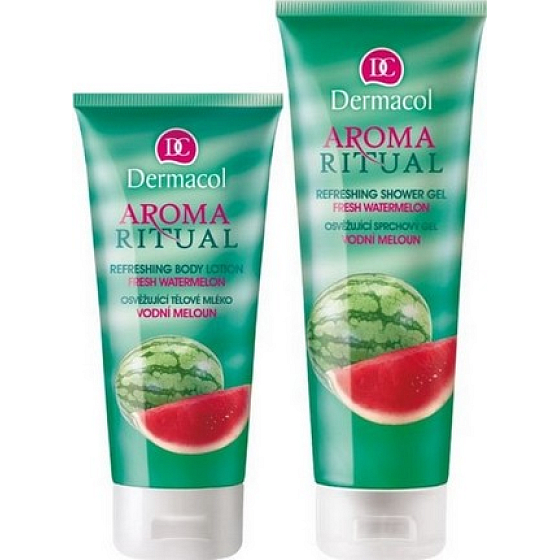 Dermacol Aroma Ritual Vodní meloun Osvěžující tělové mléko 200 ml + sprchový gel 250 ml, kosmetická sada
