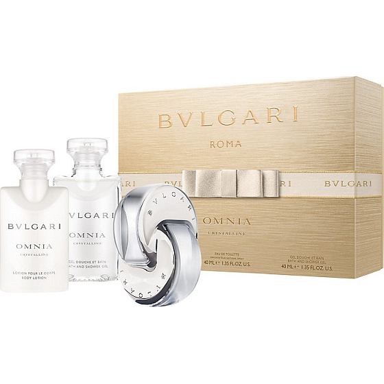 Bvlgari Omnia Crystalline toaletní voda pro ženy 40 ml + tělové mléko 40 ml + sprchový gel 40 ml, dárková sada