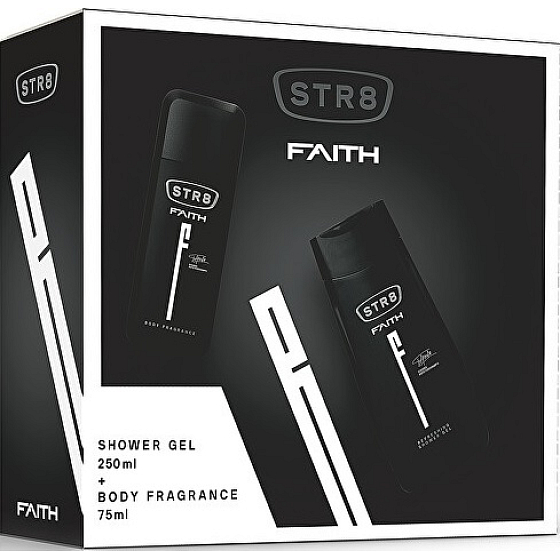 Str8 Faith parfémovaný deodorant sklo pro muže 75 ml + sprchový gel 250 ml, kosmetická sada