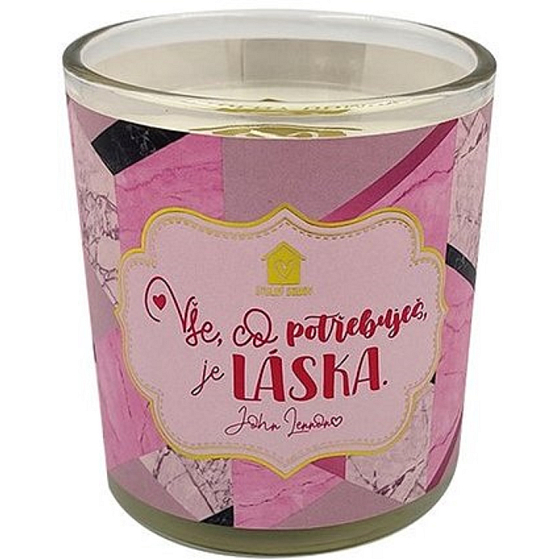 Nekupto Útulný domov Vše, co potřebuješ, je láska dárková vonná svíčka ve skle 9 x 9,5 cm