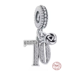 Zawieszka ze srebra 925 Sterling, 70 rocznica, wisiorek na bransoletkę