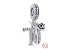 Zawieszka ze srebra 925 Sterling, 70 rocznica, wisiorek na bransoletkę
