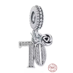 Zawieszka ze srebra 925 Sterling, 70 rocznica, wisiorek na bransoletkę