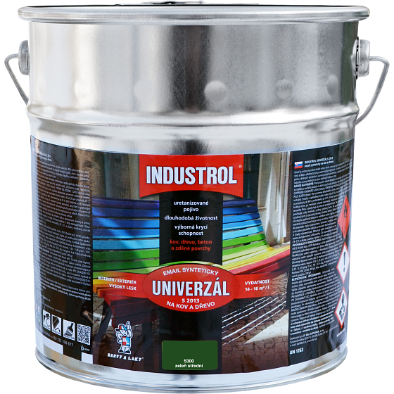 Industrol S2013 uniwersalny połysk farba na metal i drewno, 5300 zieleń średnia, 9 l
