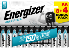 Energizer Baterie Max Plus AA tužková baterie, 8+4 ks