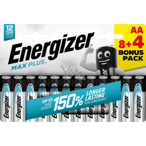 Energizer Baterie Max Plus AA tužková baterie, 8+4 ks Energizer Baterie Max Plus AA tužková baterie, 8+4 ks