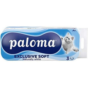 Paloma Exclusive Soft White 3-warstwowy papier toaletowy, 10 rolek, 12,98 m rolka