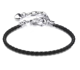 Černý kožený náramek 16 cm – kovové zapínání