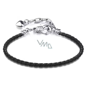 Černý kožený náramek 16 cm – kovové zapínání