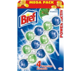 Bref Power Aktiv 4 Formuła Sosnowa Świeżość Blok WC dla higienicznej czystości i świeżości Twojej toalety, barwi wodę, Mega pak 3 x 50 g