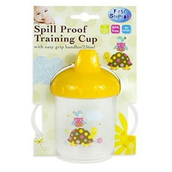 First Steps Patchwork Training Cup 6+ hrnek se dvěma uchy žlutý Želva 236 ml