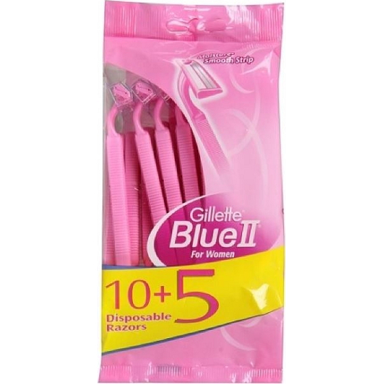 Gillette Blue II pohotové holítko se zvlhčujícím páskem pro ženy 15 kusů