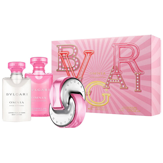 Bvlgari Omnia Pink Sapphire toaletní voda pro ženy 40 ml + tělové mléko 40 ml + sprchový gel 40 ml, dárková sada