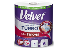 Velvet Turbo papírové kuchyňské utěrky 3 vrstvé 330 útržků 1 kus