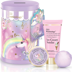 Baylis & Harding Jednorožec sprchový krém 100 ml + tělový krém 50 ml + šumivý balistik do koupele 140 g + kasička na peníze s motivem jednorožce, kosmetická sada