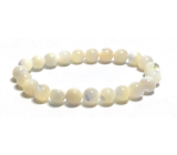 Bransoletka z pereł, elastyczna z naturalnej muszli, koralik 8 mm / 16 -17 cm, symbol kobiecości