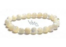Bransoletka z pereł, elastyczna z naturalnej muszli, koralik 8 mm / 16 -17 cm, symbol kobiecości