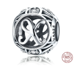 Charm Srebrna 925 Magiczna abeceda litera X + cyrkonie, koralik na bransoletkę