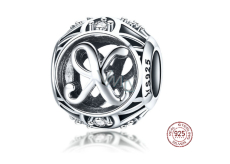 Charm Srebrna 925 Magiczna abeceda litera X + cyrkonie, koralik na bransoletkę
