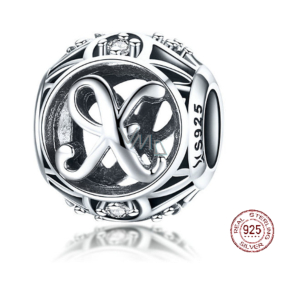 Charm Srebrna 925 Magiczna abeceda litera X + cyrkonie, koralik na bransoletkę