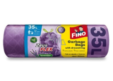 Fino Zeus Flex Lawendowe worki do kosza na śmieci z taśmą ściągającą, 32 µ, 35 litrów 53 x 59 cm, 12 sztuk