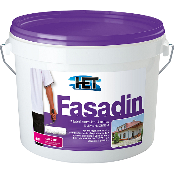 Het Fasadin farba fasadowa z drobnym ziarnem, biała, 3 kg