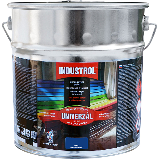 Industrol S2013 uniwersalny połyskowy farba na metal i drewno, 4550 niebieski sygnalizacyjny, 9 l