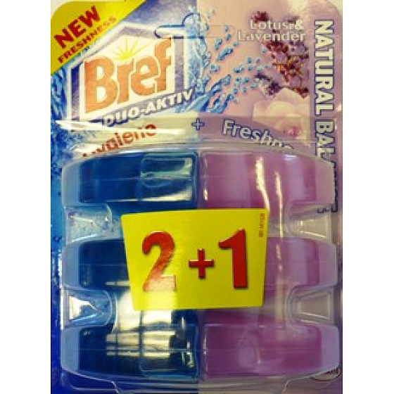 Bref Duo Aktiv Extra Clean & Fresh Lotus a Levand WC gel náhradní náplň 3x60 ml