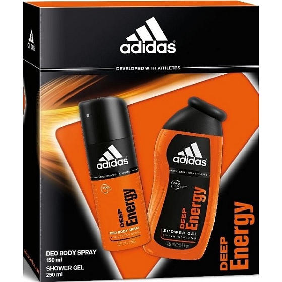 Adidas Deep Energy deodorant sprej 150 ml + sprchový gel 250 ml, kosmetická sada