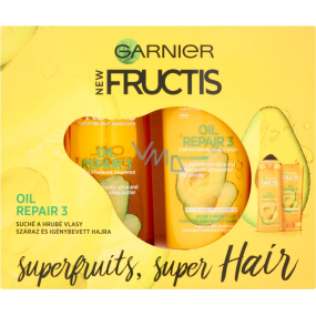 Garnier Fructis Oil Repair 3 posilující šampon pro suché a hrubé vlasy 250 ml + balzám na vlasy 200 ml, kosmetická sada Garnier Fructis Oil Repair 3 posilující šampon pro suché a hrubé vlasy 250 ml + balzám na vlasy 200 ml, kosmetická sada
