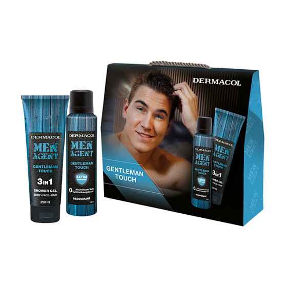 Dermacol Men Agent Gentleman Touch sprchový gel 250 ml + deodorant sprej 150 ml, kosmetická sada