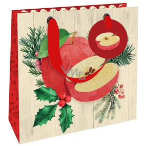 Niekupiony Papierowy worek prezentowy luksusowy 18 x 16 cm Gwiazdka jabłka
